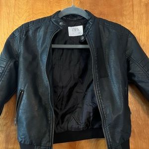 Zara coat Kids size 7  biker moto bomber vegan leather jacket